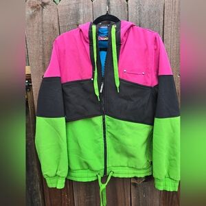 Colorblock VINTAGE Ski & Snow Jacket - Pink, Black, Green